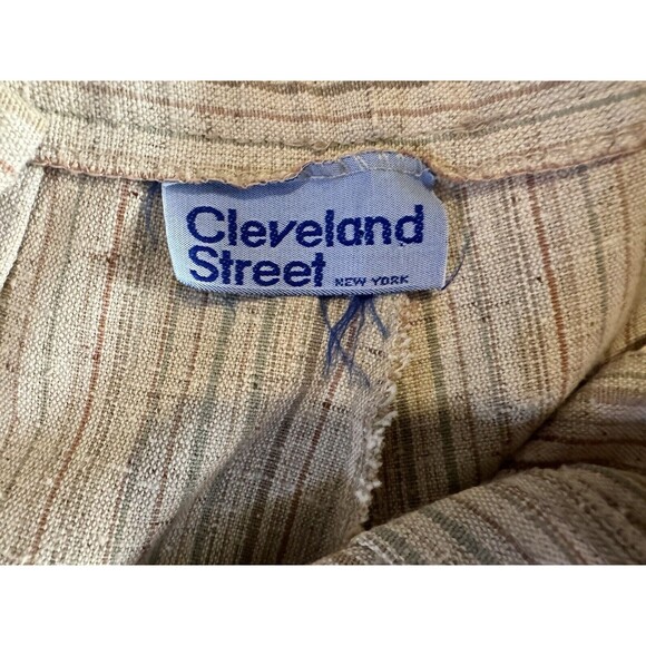 Vintage Cleveland 70s high waisted Wide Leg Slub cotton Striped Pants size 5 - Picture 11 of 14